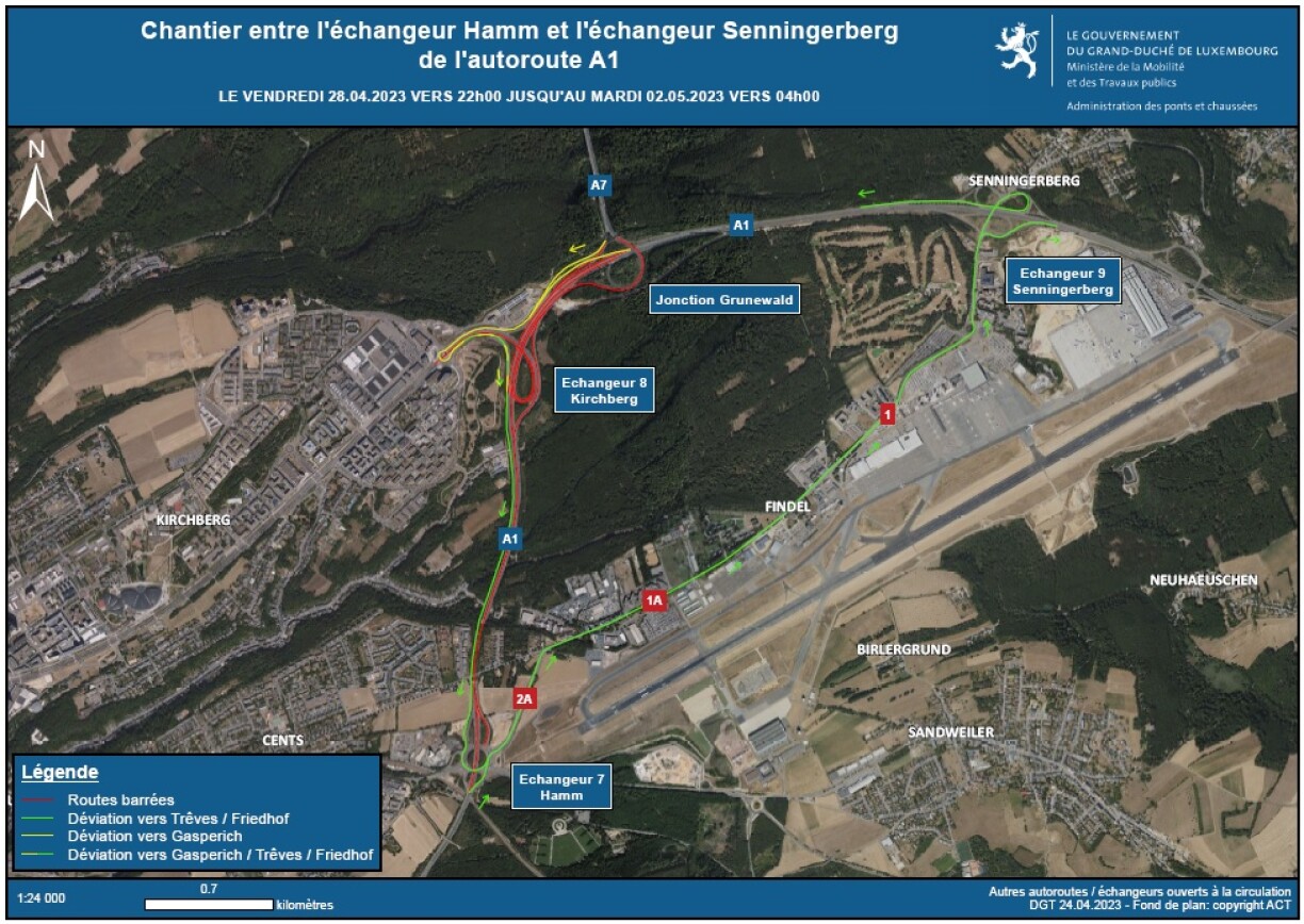 L'A1 sera fermée à la circulation près du Kirchberg.