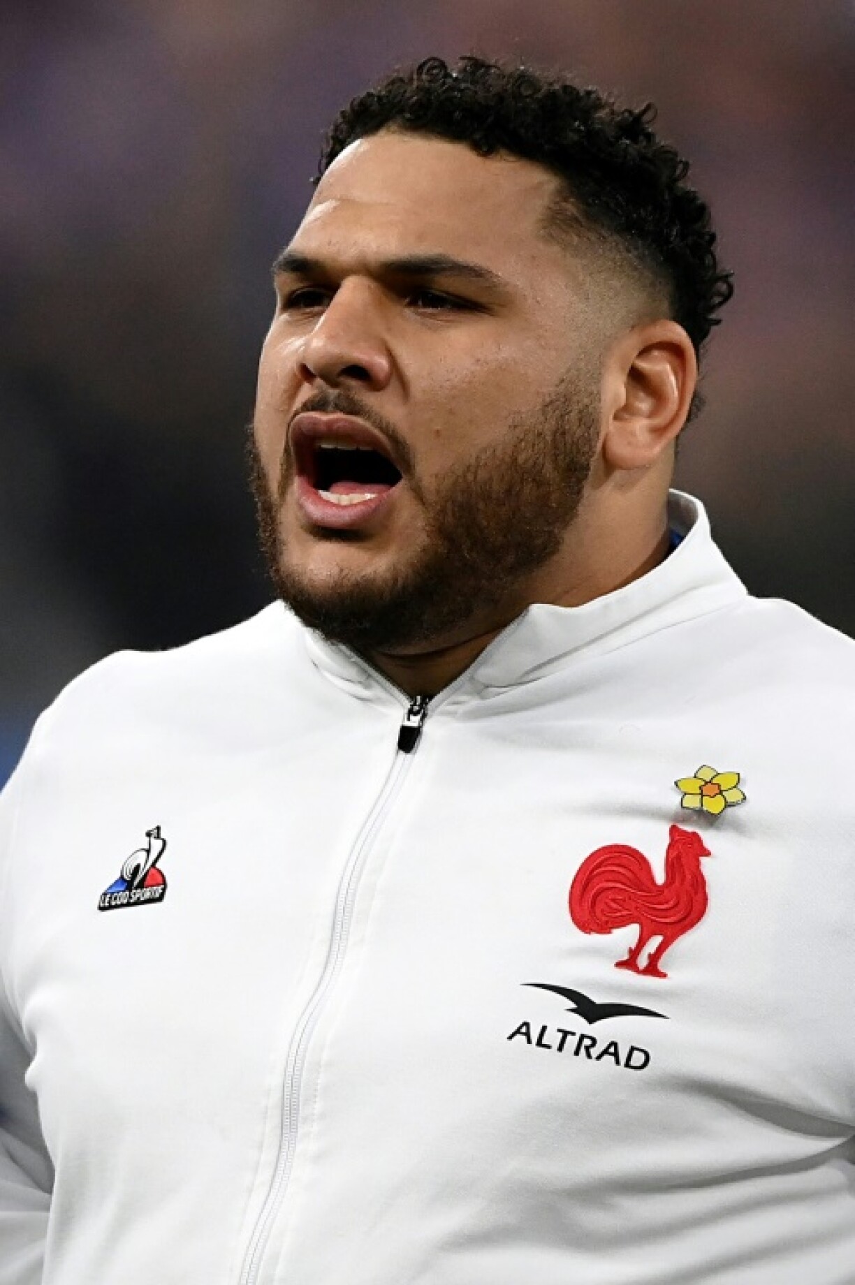Le pilier droit français Mohamed Haouas lors du match du Tournoi des six nations contre l'Angleterre, le 19 mars 2022 au Stade de France à Saint-Denis, près de Paris