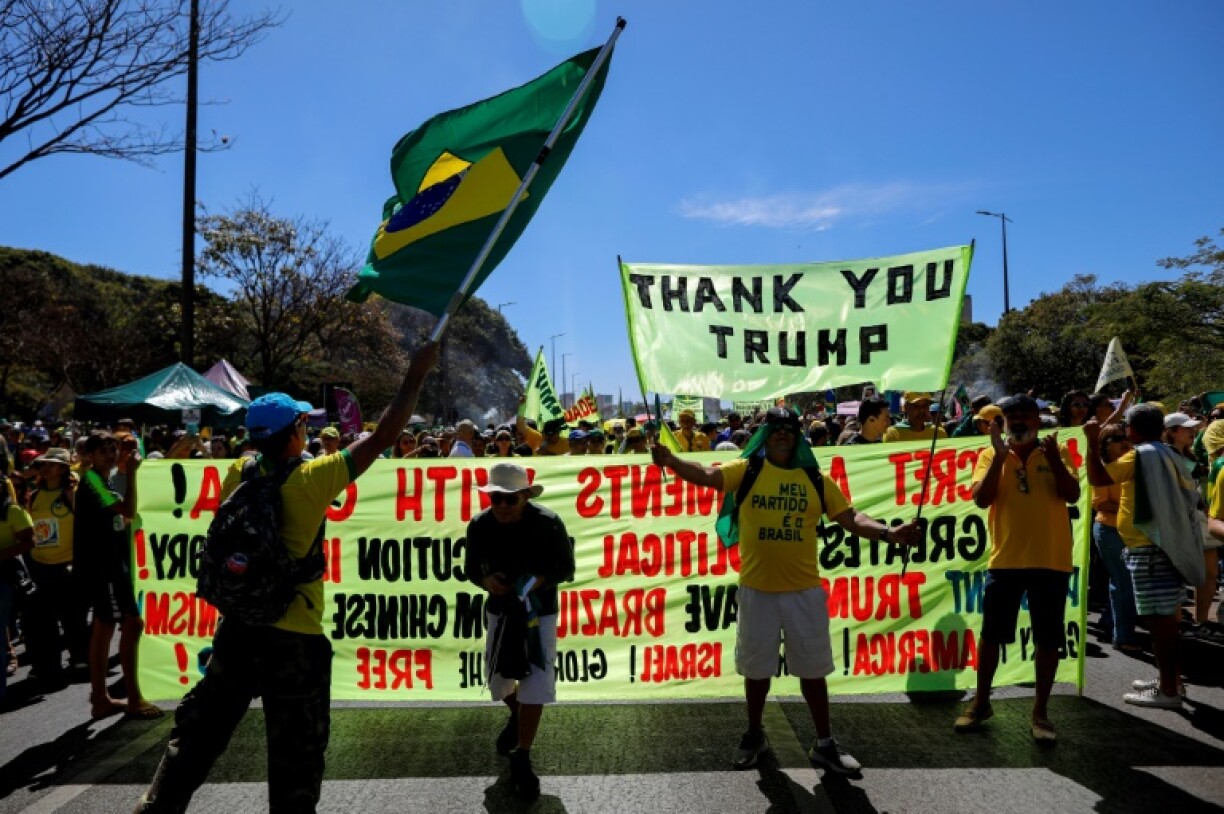 Supporters of Brazilian ex-president Jair Bolsonaro rally against the government