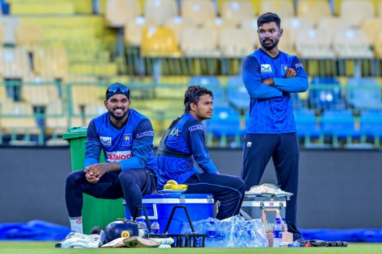 Sri Lanka's Dunith Wellalage (C) pictured earlier this year