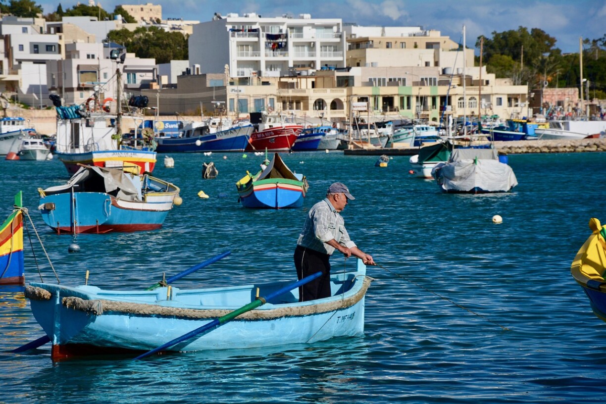 Colourful fishing boats in Marsaxlokk.