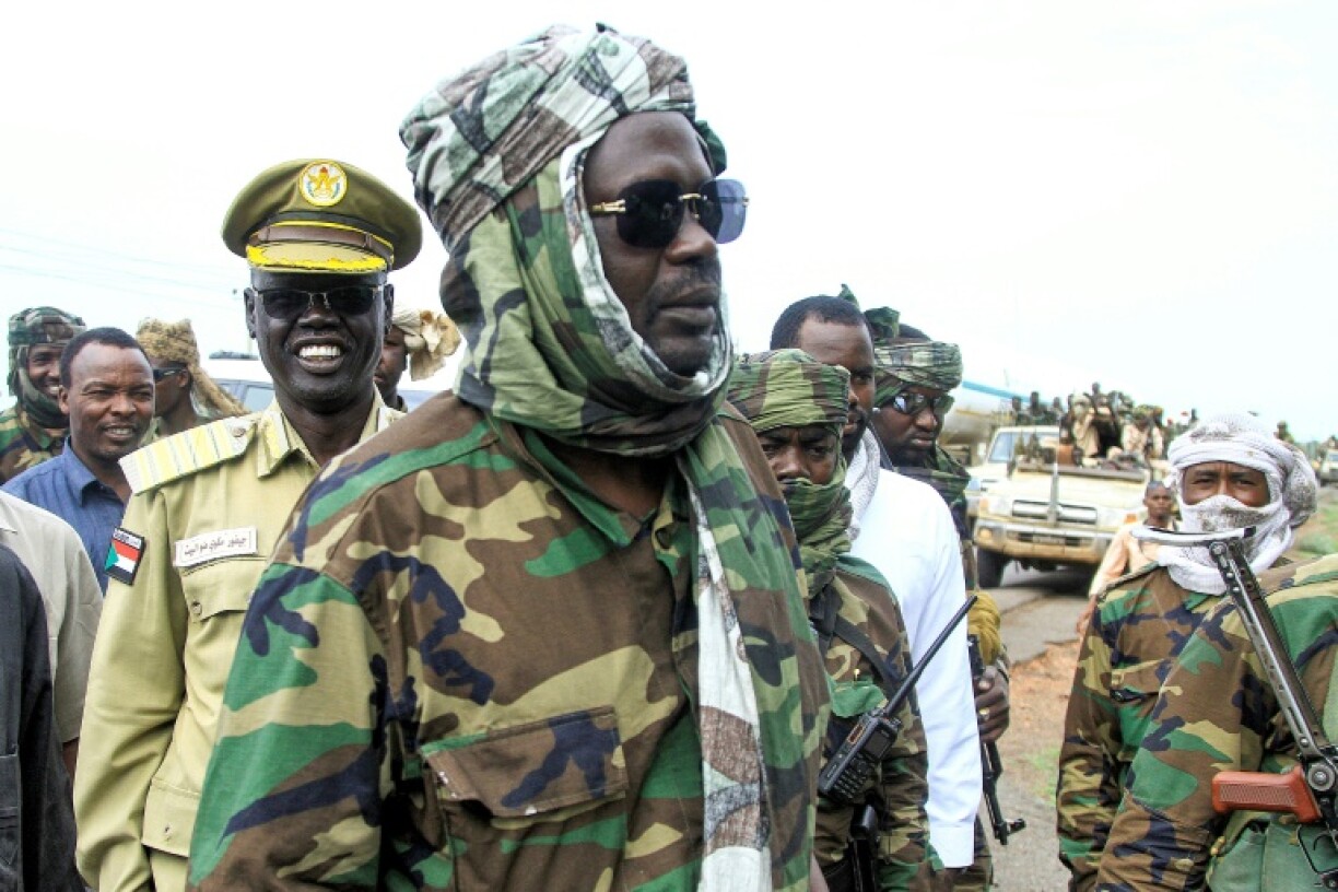 Forces from Minni Minnawi (C), governor of Sudan's Darfur state, have been among those crucial to the army's war effort in El-Fasher