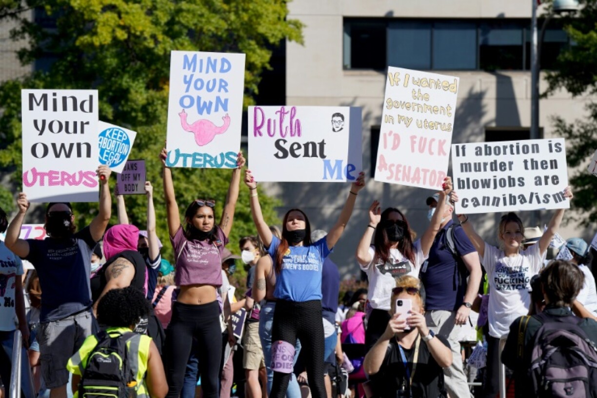 Des manifestantes rassemblées pour la Marche des femmes pour le droit à l'avortement à Washington, le 2 octobre 2021