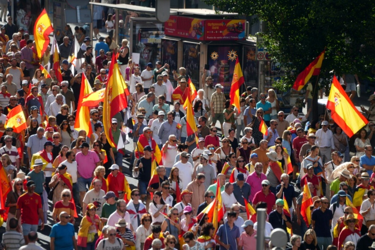 Manifestation à Madrid contre la gestion par le gouvernement espagnol de l’afflux récent de migrants à Ceuta, le 26 septembre 2026 à Madrid