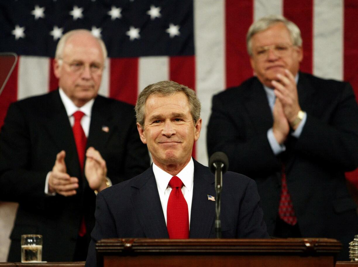 Hastert (top right), Vice President Dick Cheney (top left) and President George W. Bush.