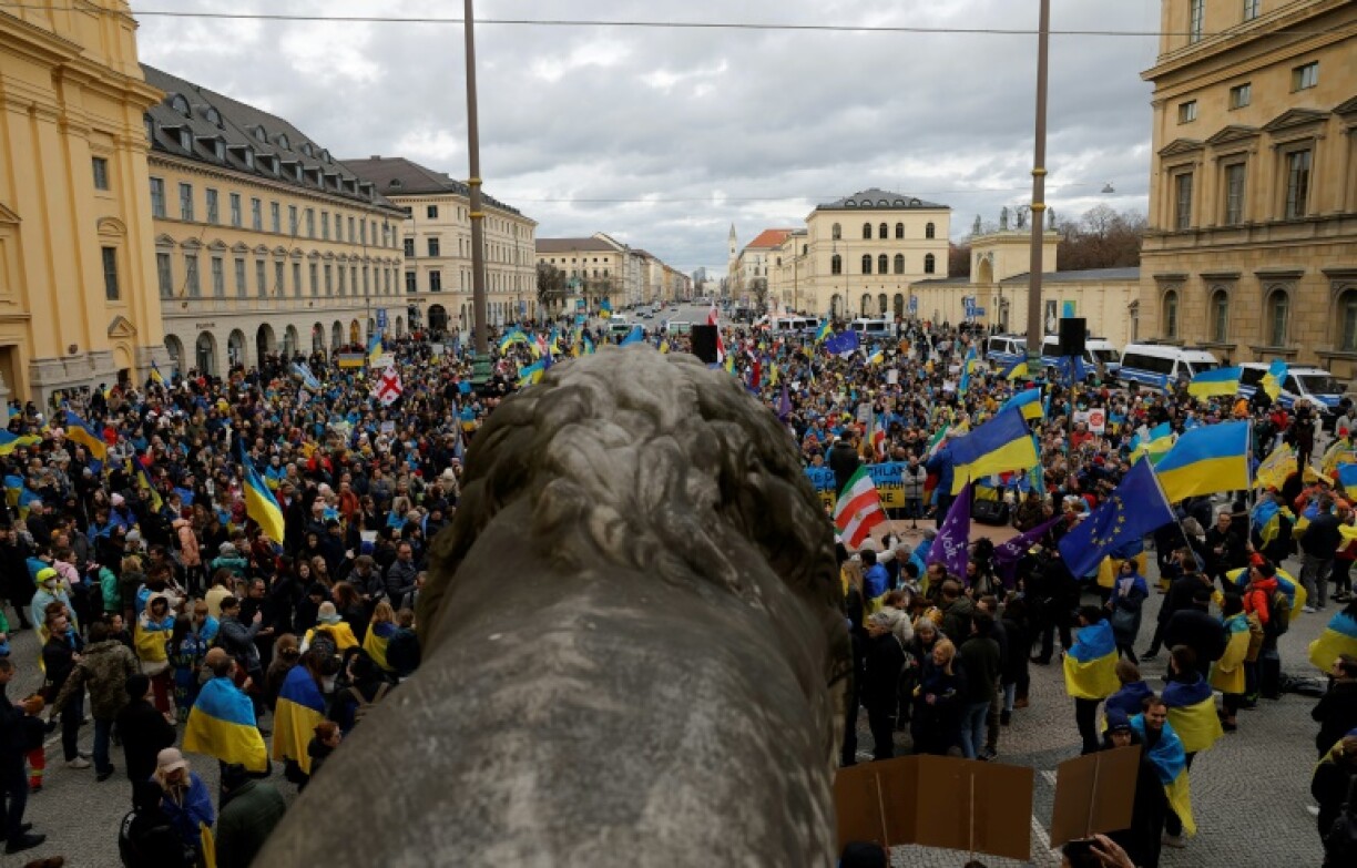 Manifestation de soutien à L'Ukraine en marge de la Conférence de Munich sur la sécurité, le 18 février 2023 à Munich