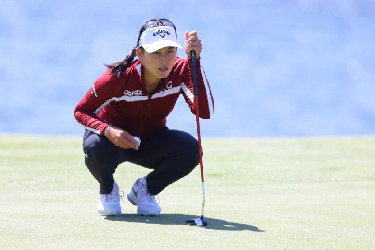 Thailand's Jeeno Thitkul lines up a putt on the way to the 54-hole lead at the LPGA Mizuho Americas Open