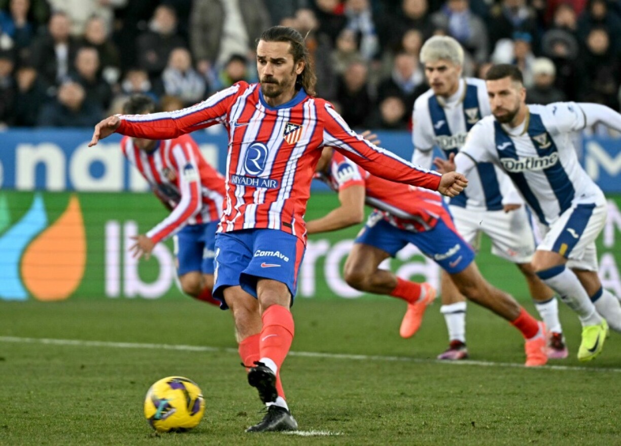 Atletico Madrid's French forward Antoine Griezmann missed a late penalty as his team fell to defeat at Leganes on Saturday