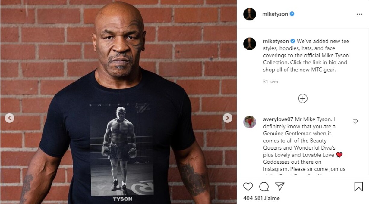 Capture d'écran du compte Instagram de Mike Tyson, réalisée le 05.07.2021.
