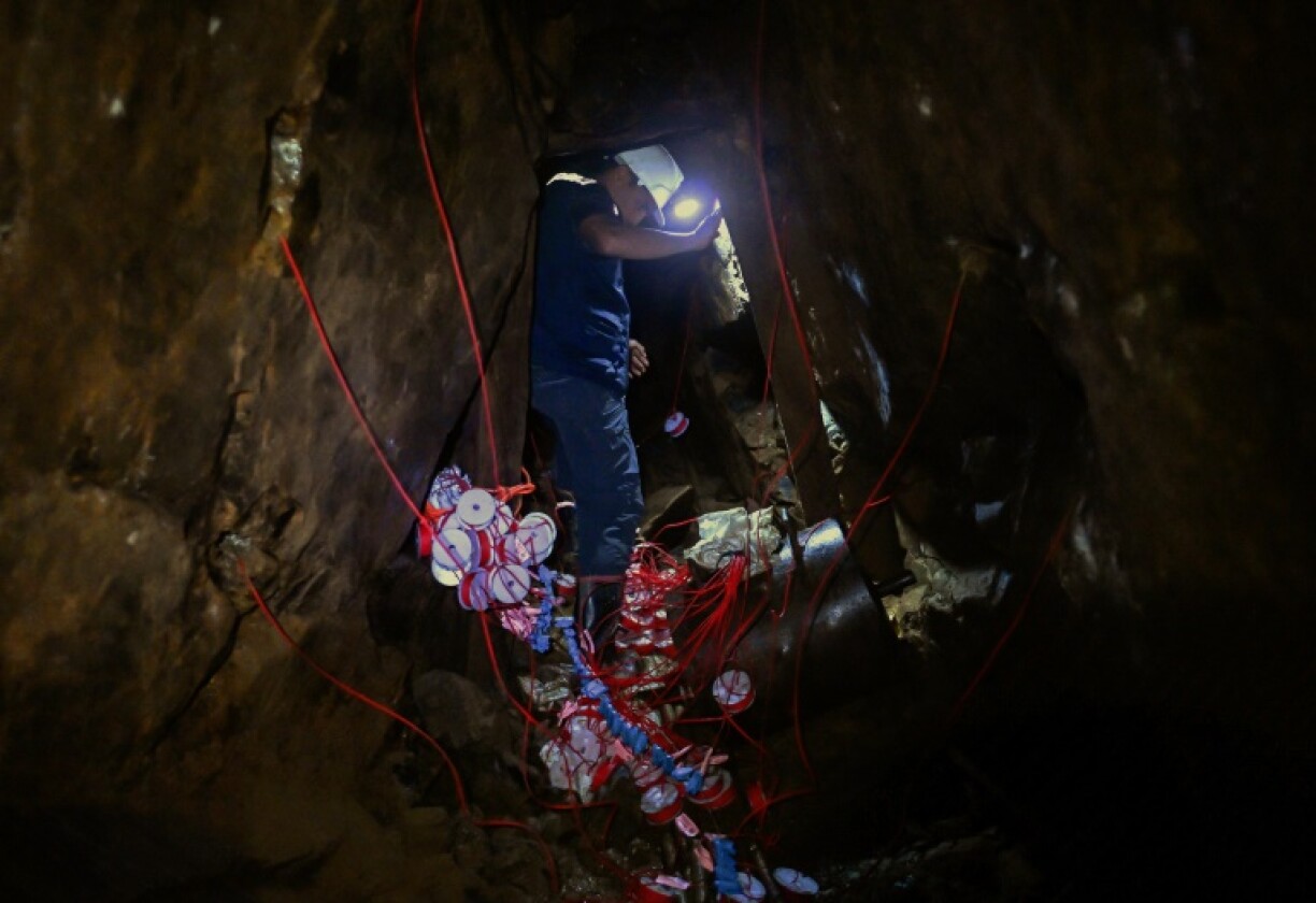 An engineer sets explosives in an unlicensed gold mine in Farallones National Park in Cali, Colombia, on November 28, 2024