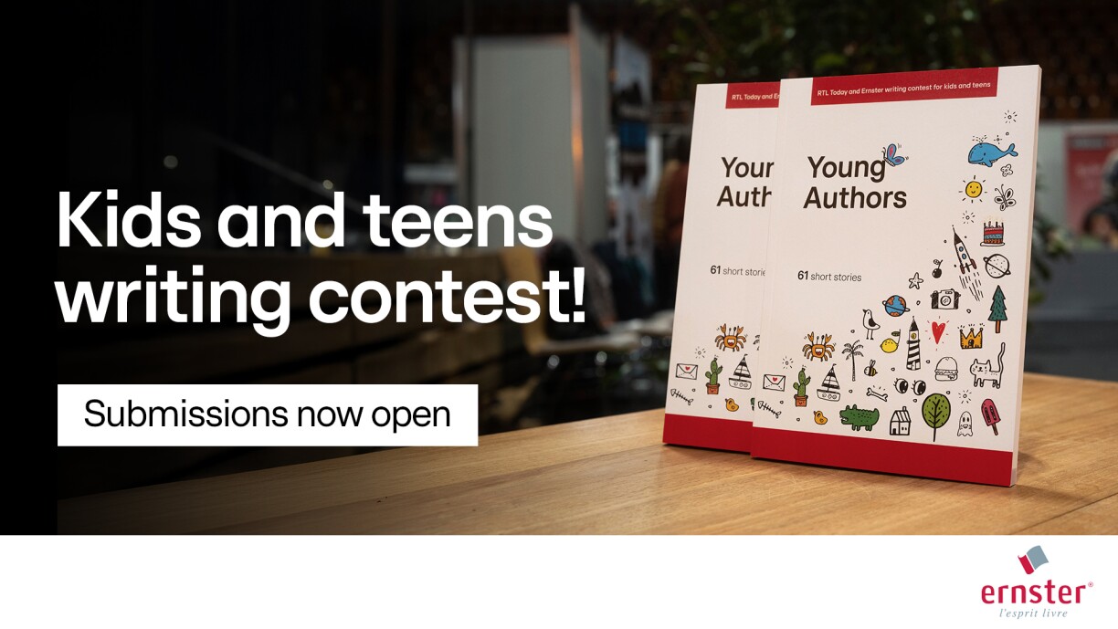The 2024 edition of the Young Authors book produced by RTL Luxembourg and Ernster, featuring all of the submissions from last year's edition of the contest.
