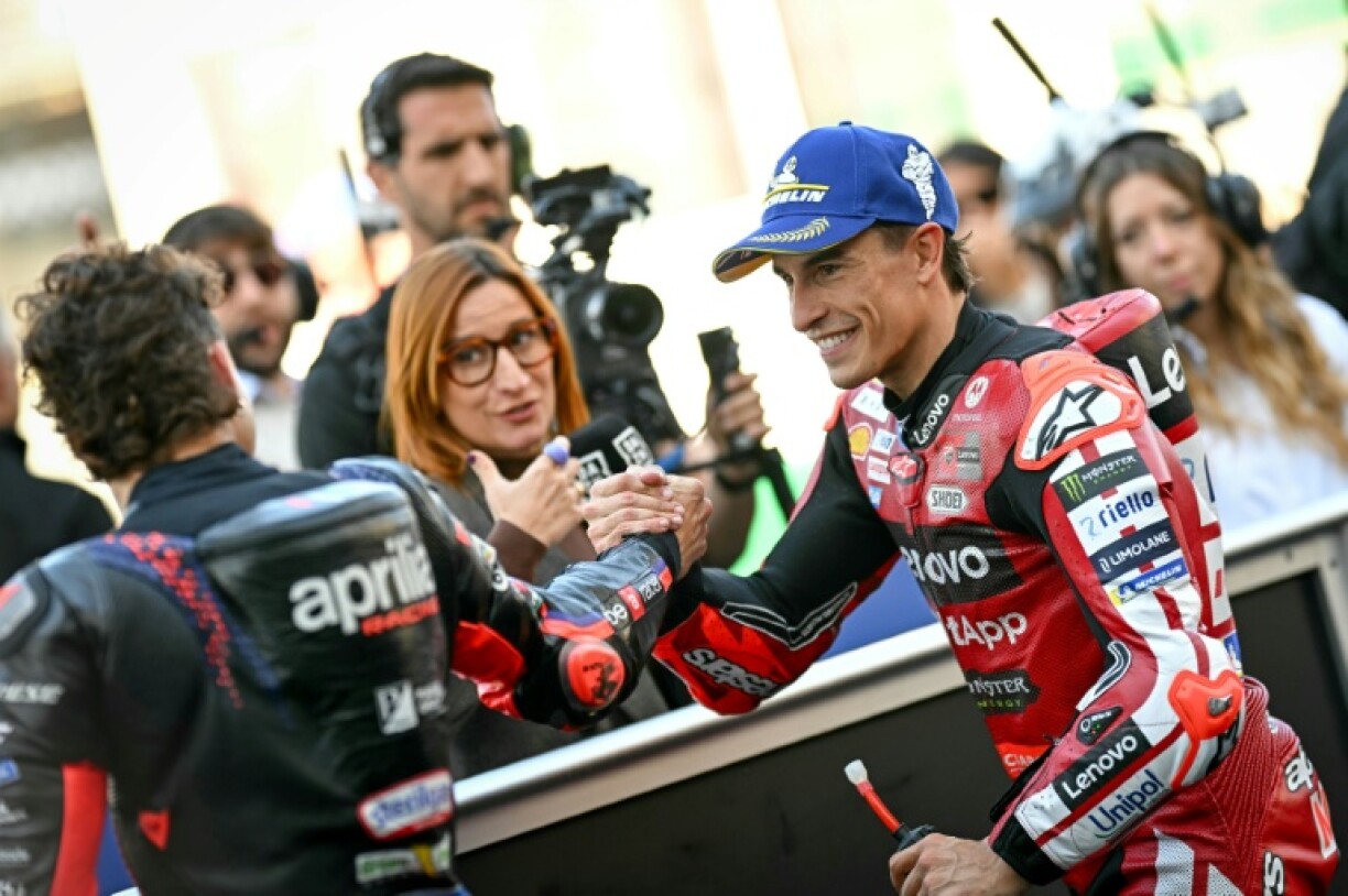 Le septuple champion du monde espagnol Marc Marquez après les qualifications du Grand Prix du Mans en MotoGP le 9 mai 2026