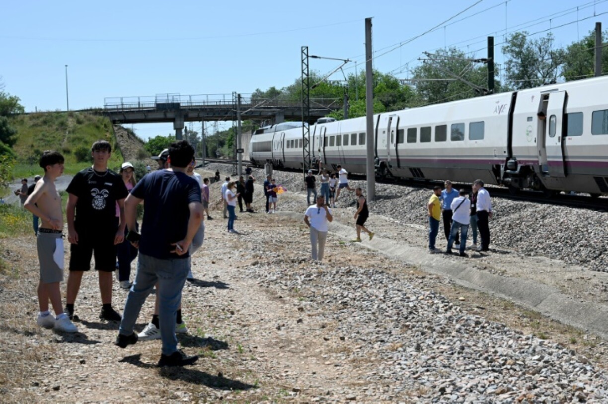 Trains across all of Spain were brought to a halt, including this high-speed one stopped near the city of Cordoba