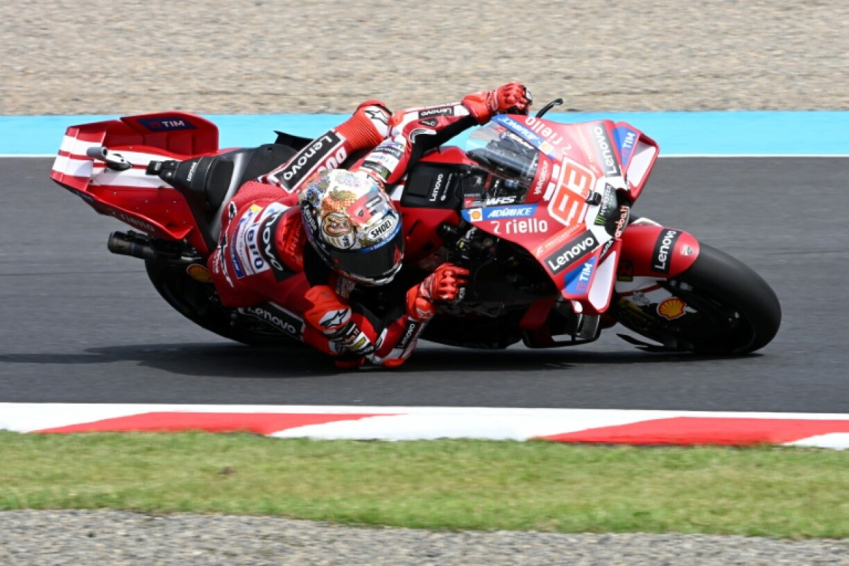 Team Ducati Lenovo rider Marc Marquez of Spain in action at Japanese Grand Prix practice session