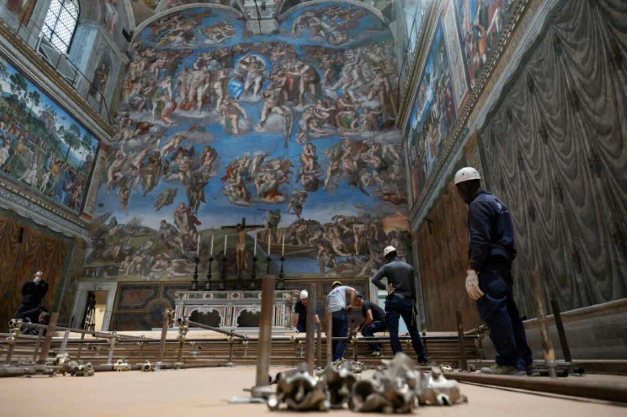 A chimney has been added temporarily to the Sistine Chapel to signal the results of the votes