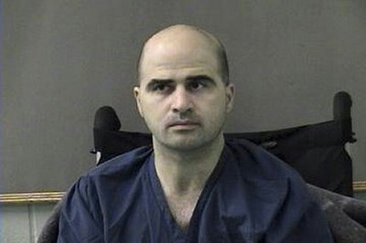 Fort Hood shooter Nidal Hasan is pictured in a 2010 photo released by the Bell County Sheriff's Department