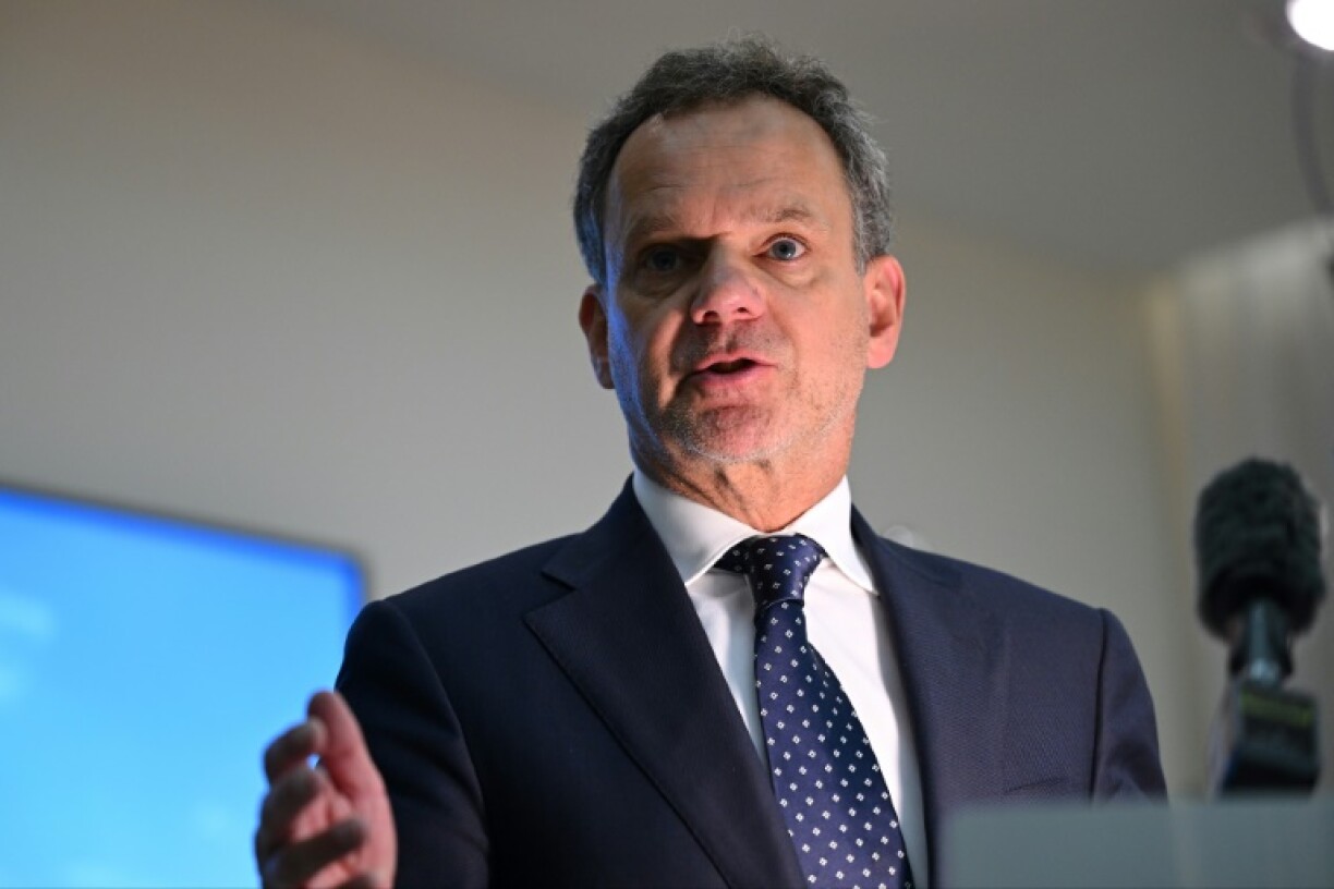 Netherlands's Foreign Minister Caspar Veldkamp speaks during a press conference at the Netherlands Embassy in Beijing on May 22, 2025