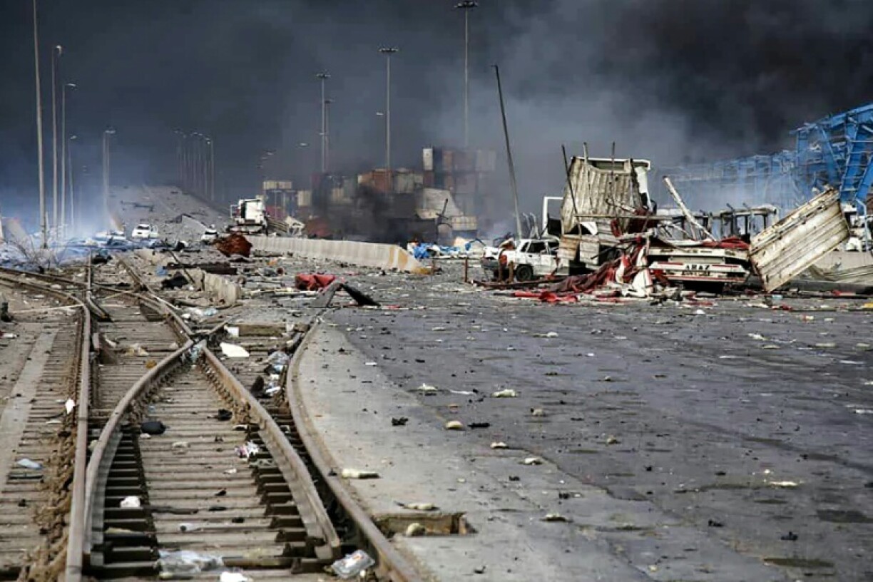 A picture provided by the Iranian Red Crescent shows devastation wrought by the explosion that Fars news agency said was felt about 50 kilometres away