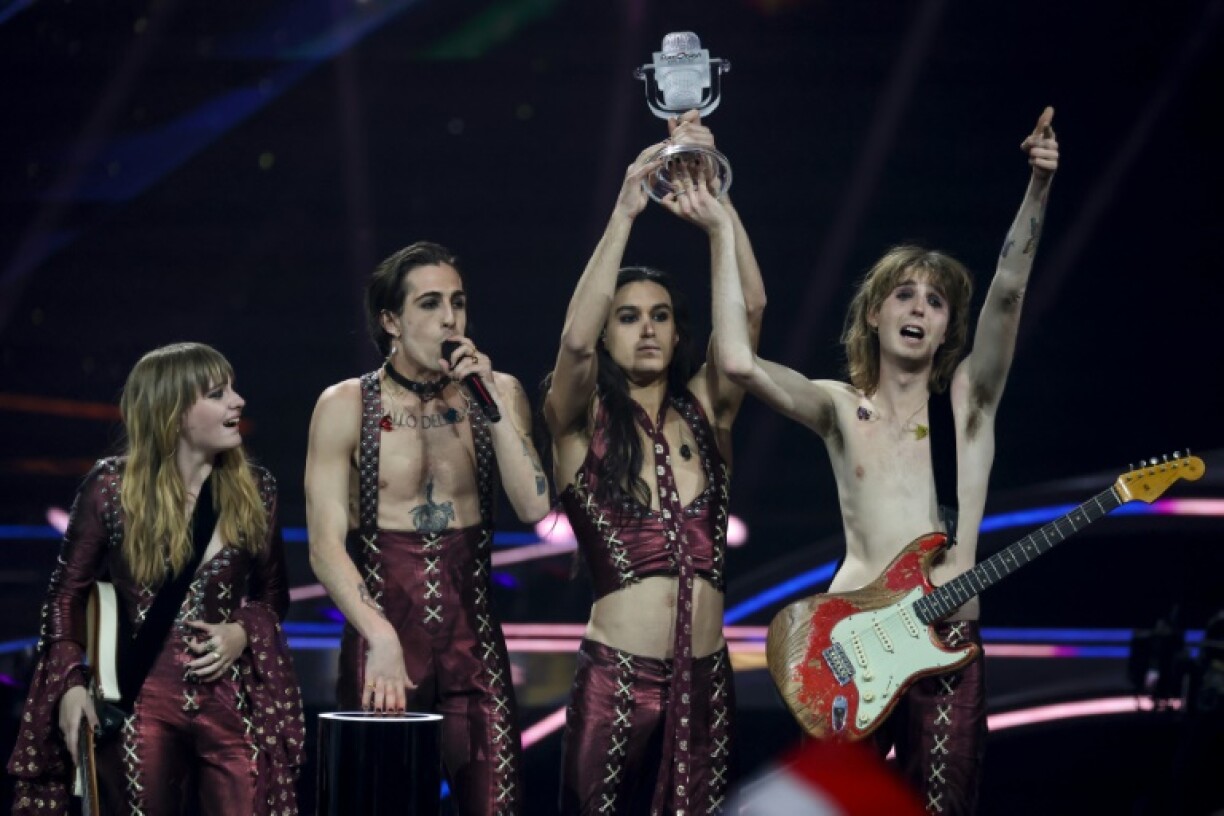 Le groupe italien Maneskin remporte l'Eurovision à Rotterdam, le 22 mai 2021 aux Pays-Bas