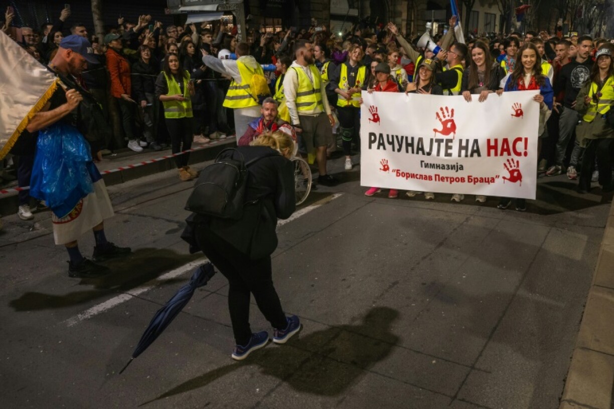 Dijana Hrka, who son Stefan died in the disaster, can often be seen at the protests greeting demonstrators