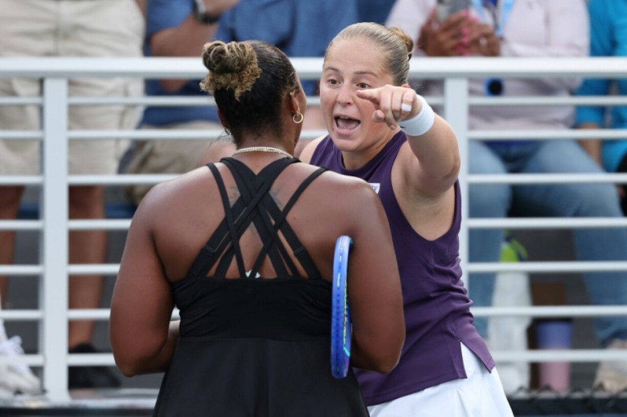 Jelena Ostapenko of Latvia erupts at Taylor Townsend after being eliminated by the unseeded American at the US Open
