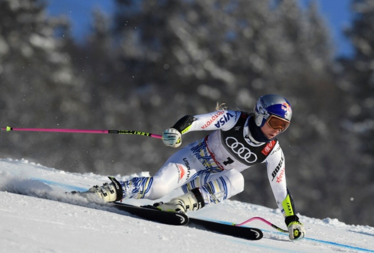 Lindsey Vonn, seen competing in 2019, says she is happy with her return to competition, calling it a 'solid start'