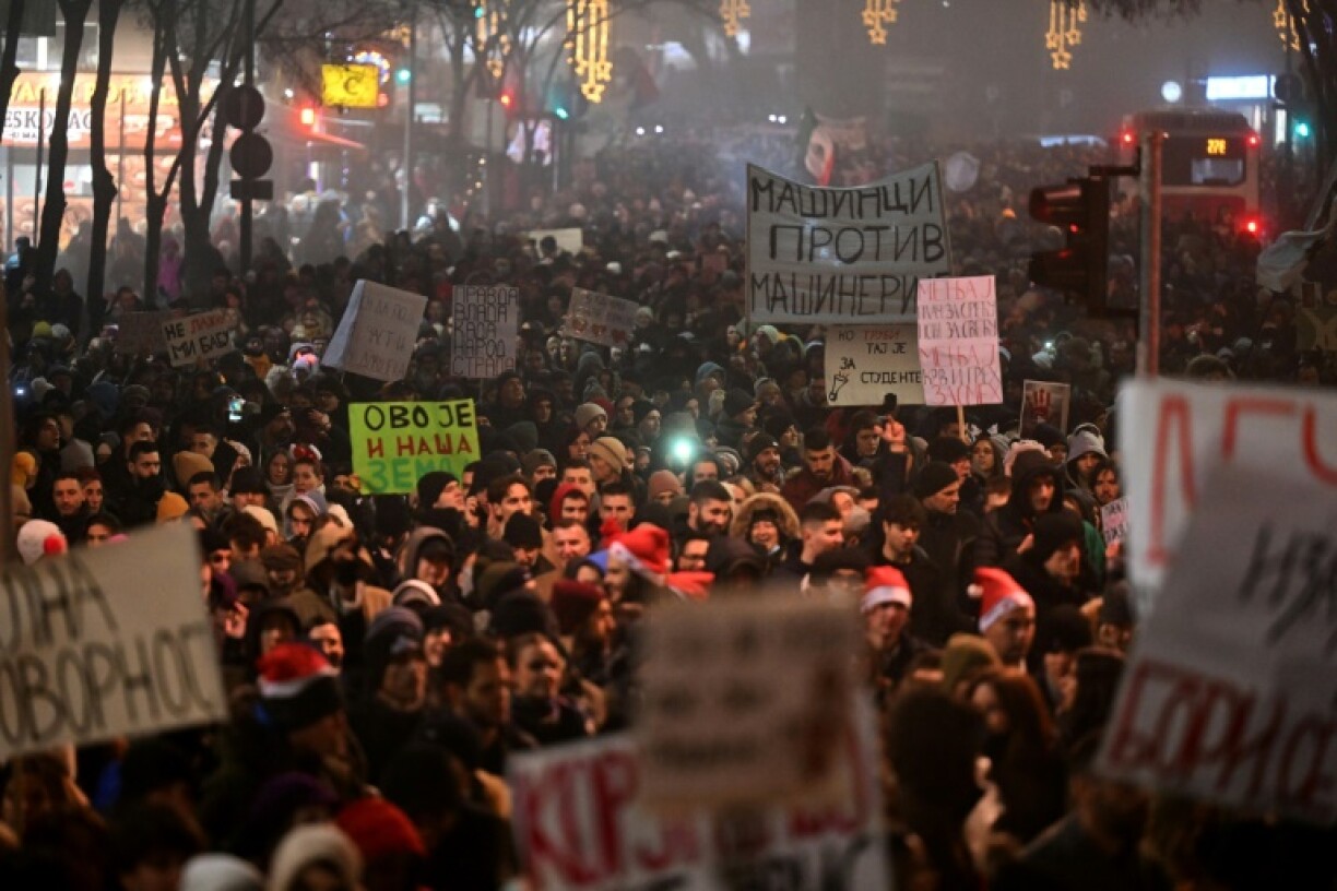 Thousands marched in Belgrade and two other Serbian cities during a New Year's protest, demanding accountability over the fatal collapse of a train station roof