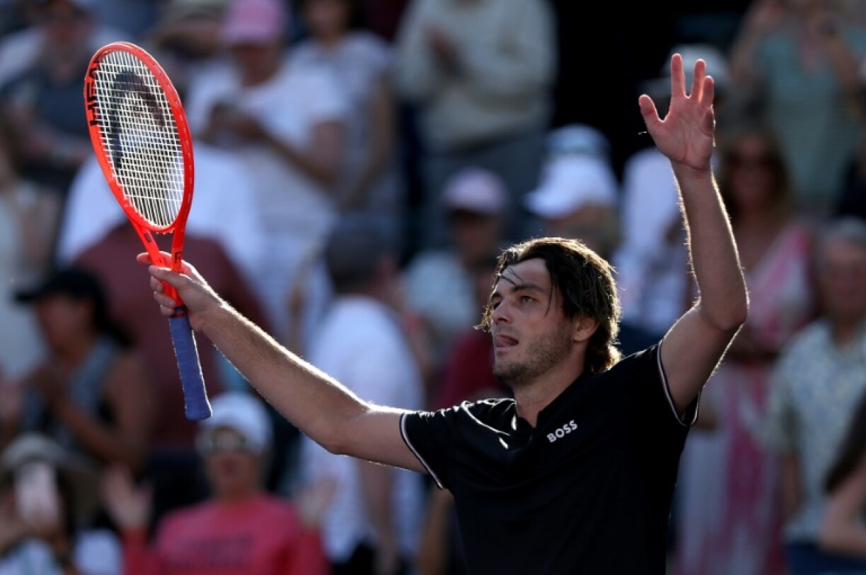 Former champion Taylor Fritz celebrates his win against Alejandro Tabilo in the third round at Indian Wells