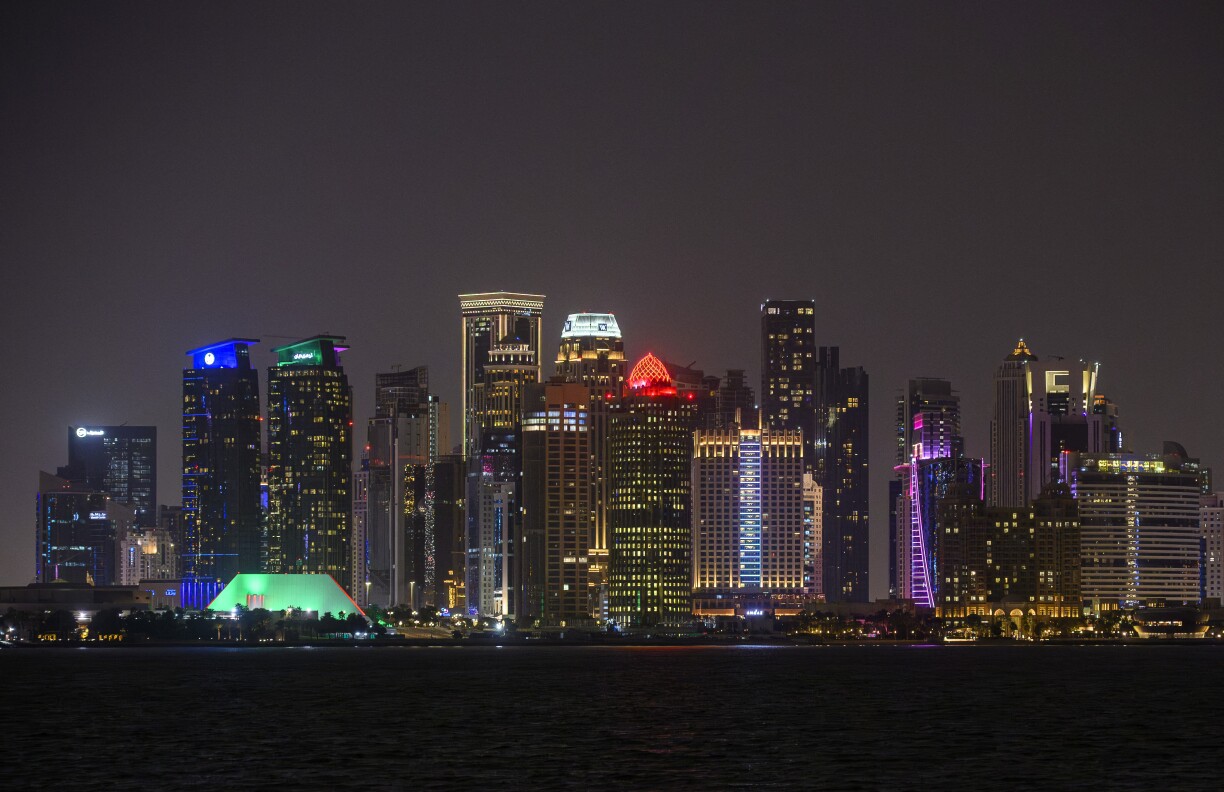 D'Skyline vun Doha den 2. März 2026.