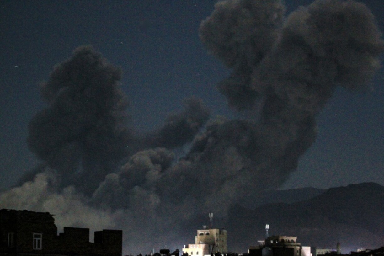 Smoke billowed during a US strike on Yemen's capital Sanaa