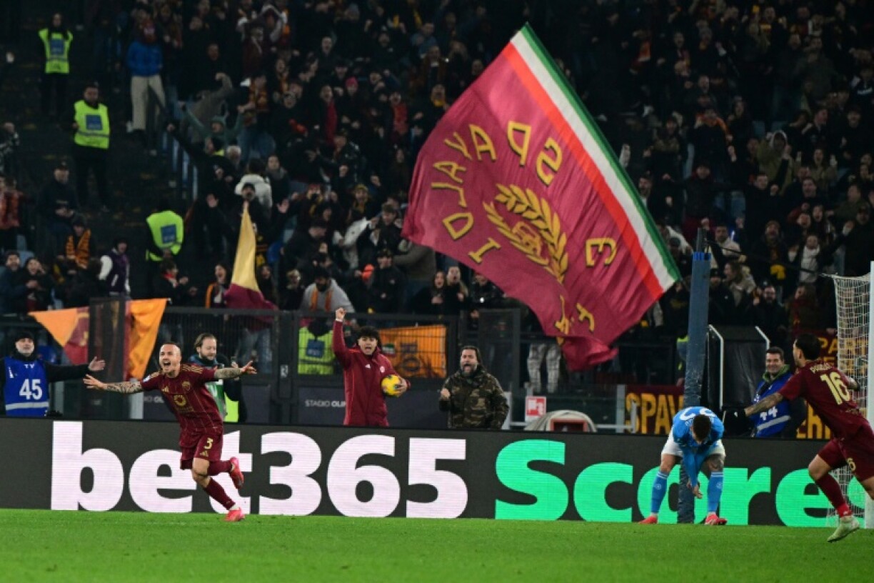 Angelino celebrates his late leveller against Napoli