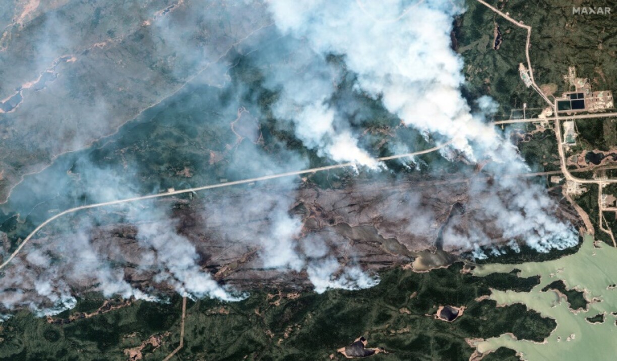 A handout satellite picture of wildfires in York Factory First Nation in Canada's Manitoba province from May 30