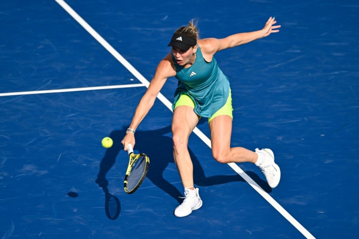 La Danoise Caroline Wozniacki au 2e tour du tournoi de Montréal contre la Tchèque Marketa Vondrousova le 9 août 2023 à Montréal