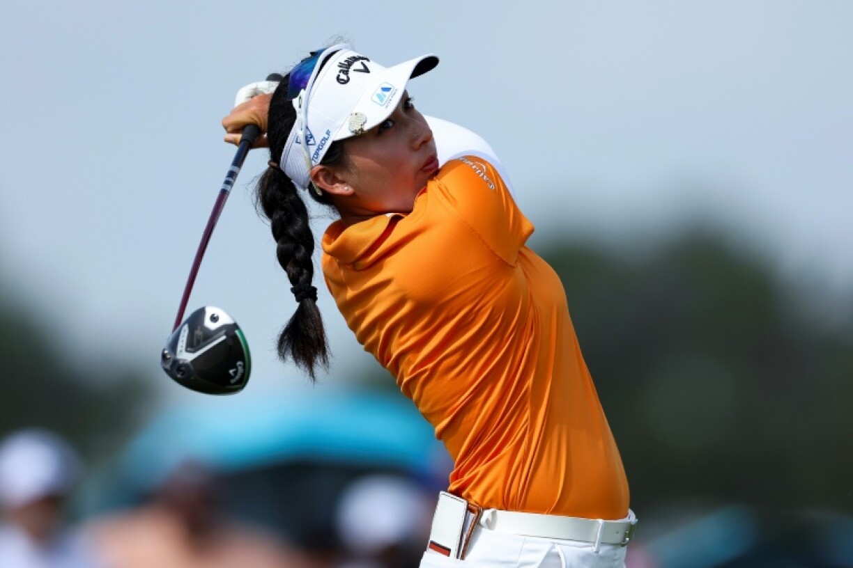 Jeeno Thitikul of Thailand hits a shot on the way to the 36-hole lead in the Women's PGA Championship in Texas