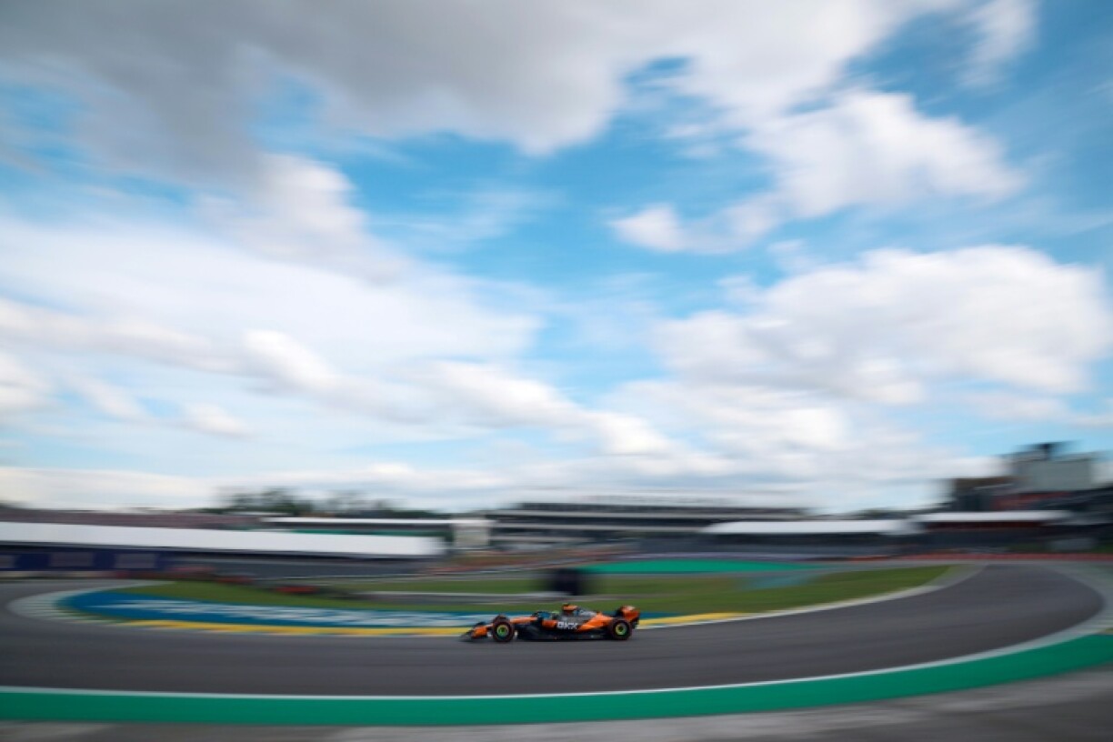 Lando Norris in action during qualifying at Interlagos