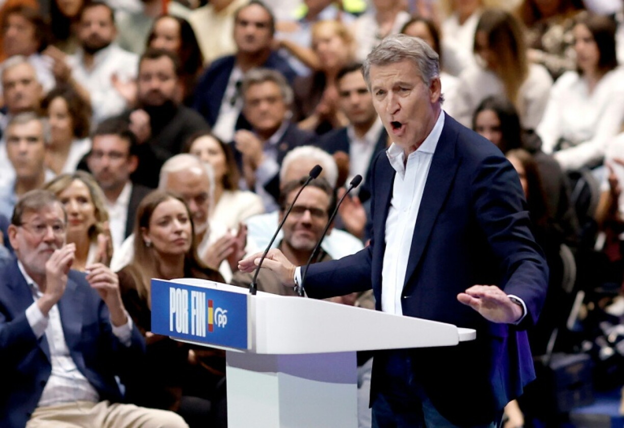 Mainstream opposition leader Alberto Nunez Feijoo held a campaign rally in Madrid