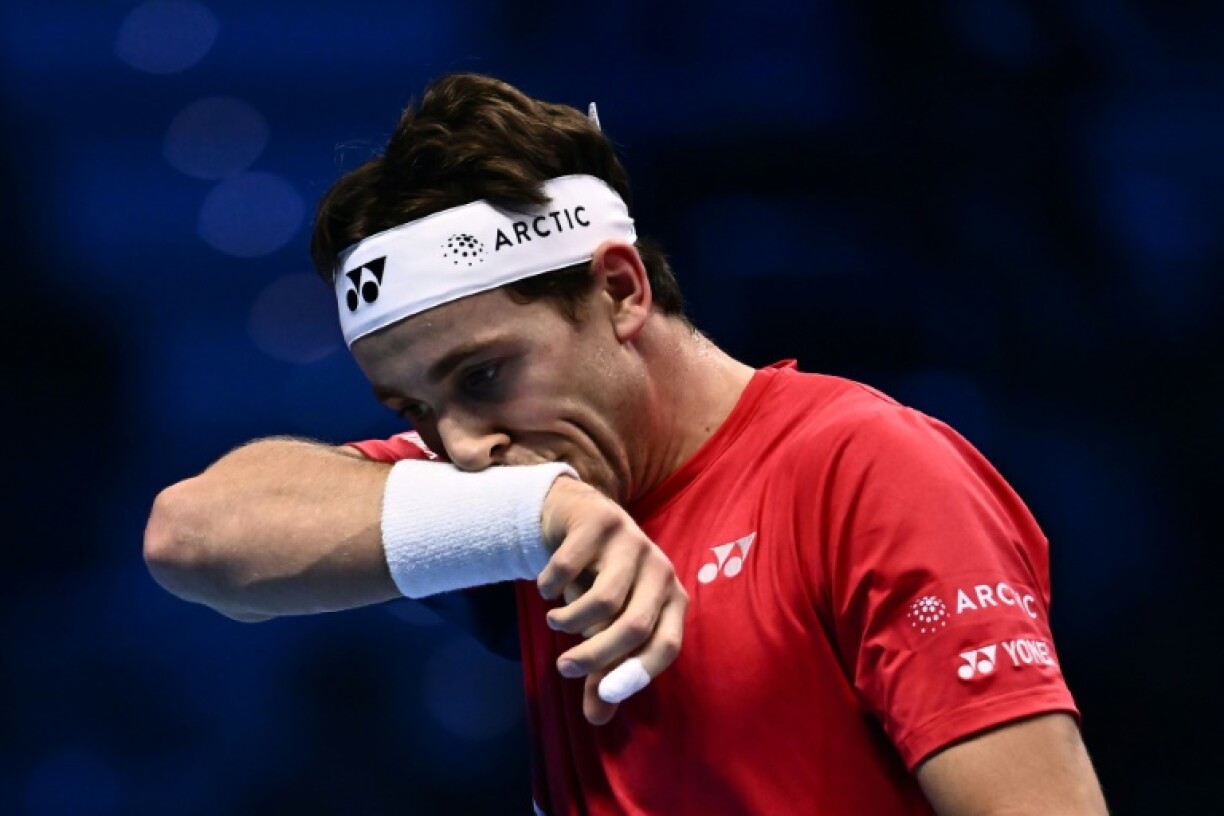 Le Norvégien Casper Ruud durant la finale des Masters face à Novak Djokovic le 20 novembre 2022 à Turin