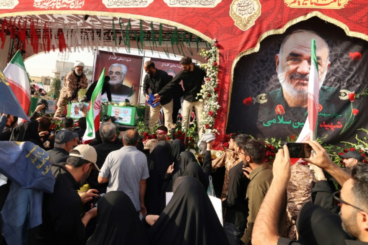 Funérailles nationales en Iran pour les hauts gradés et scientifique du nucléaire tués par Israël, le 28 juin 2025 à Téhéran