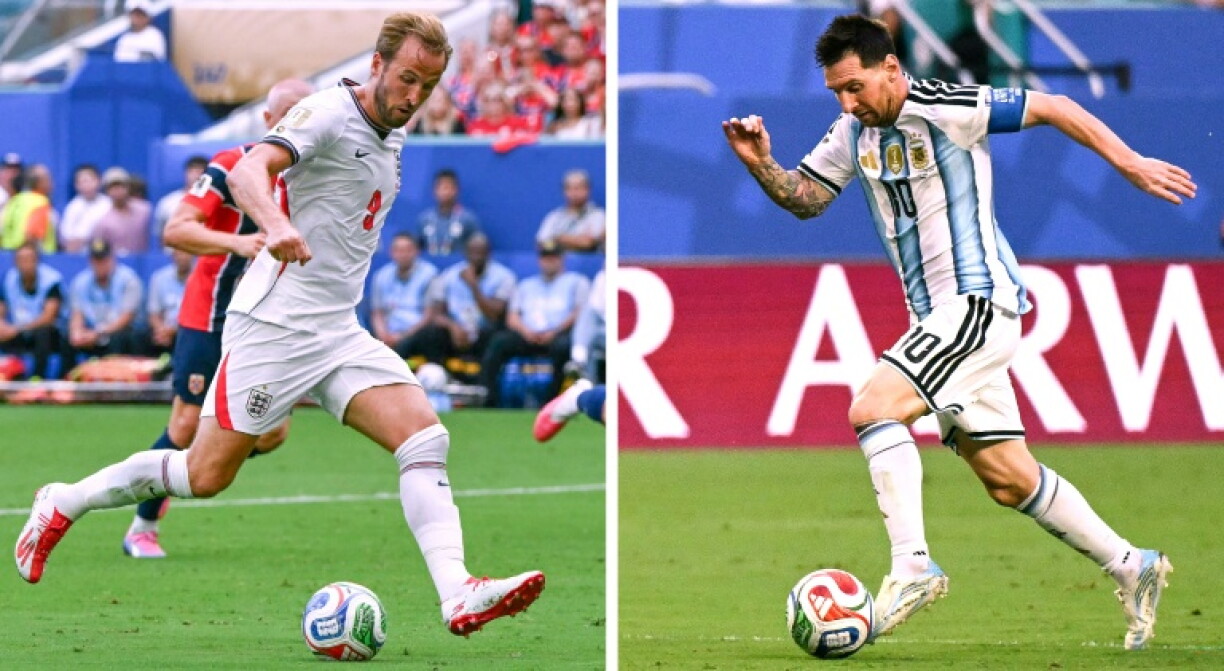 Photomontage des stars de l'Angleterre Harry Kane et de l'Argentine Lionel Messi, opposés en demi-finale du Mondial