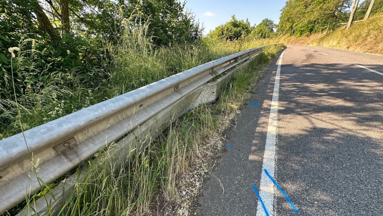 Le jeune motard est sorti de la route à cet endroit, sur le CR141A, en direction de Mertert.