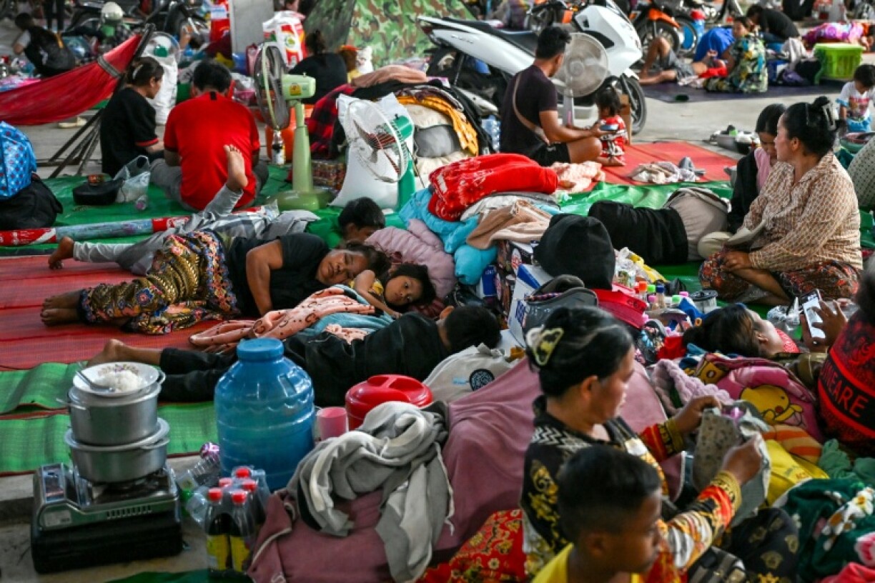 Un camp pour personnes déplacées dans la province cambodgienne de Banteay Meanchey, à la frontière avec la Thaïlande, le 13 décembre 2025