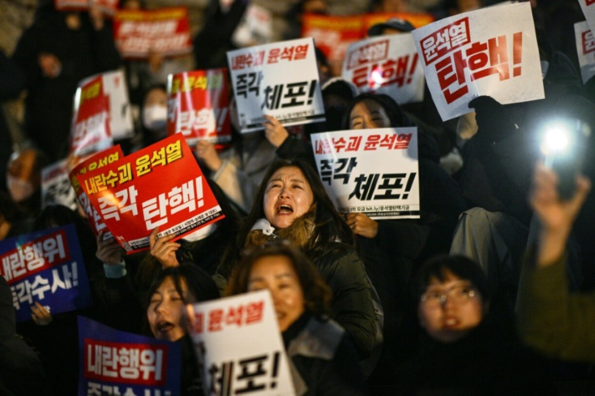 Protesters call for the resignation of South Korea President Yoon Suk Yeol at the National Assembly in Seoul