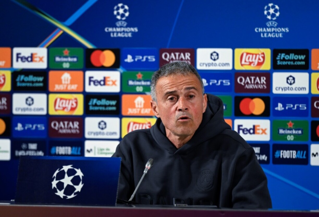 L'entraîneur du PSG Luis Enrique, en conférence de presse, le 9 décembre 2025 à Bilbao