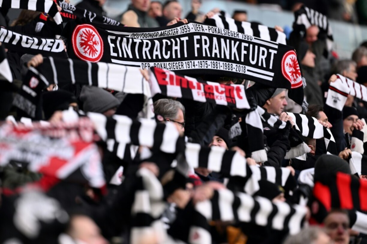 Eintracht Frankfurt's fans before the home game with Holstein Kiel on Sunday. Frankfurt won 3-1