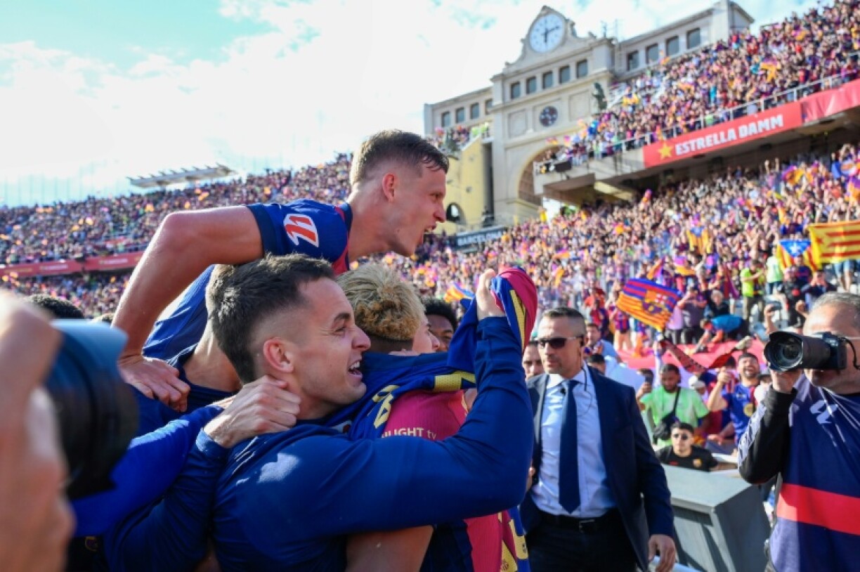 Barcelona's players claimed a domestic treble and are enjoying themselves on the pitch