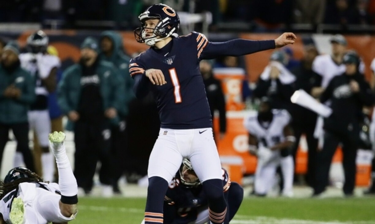 De Cody Parkey verpasst de Field Goal.