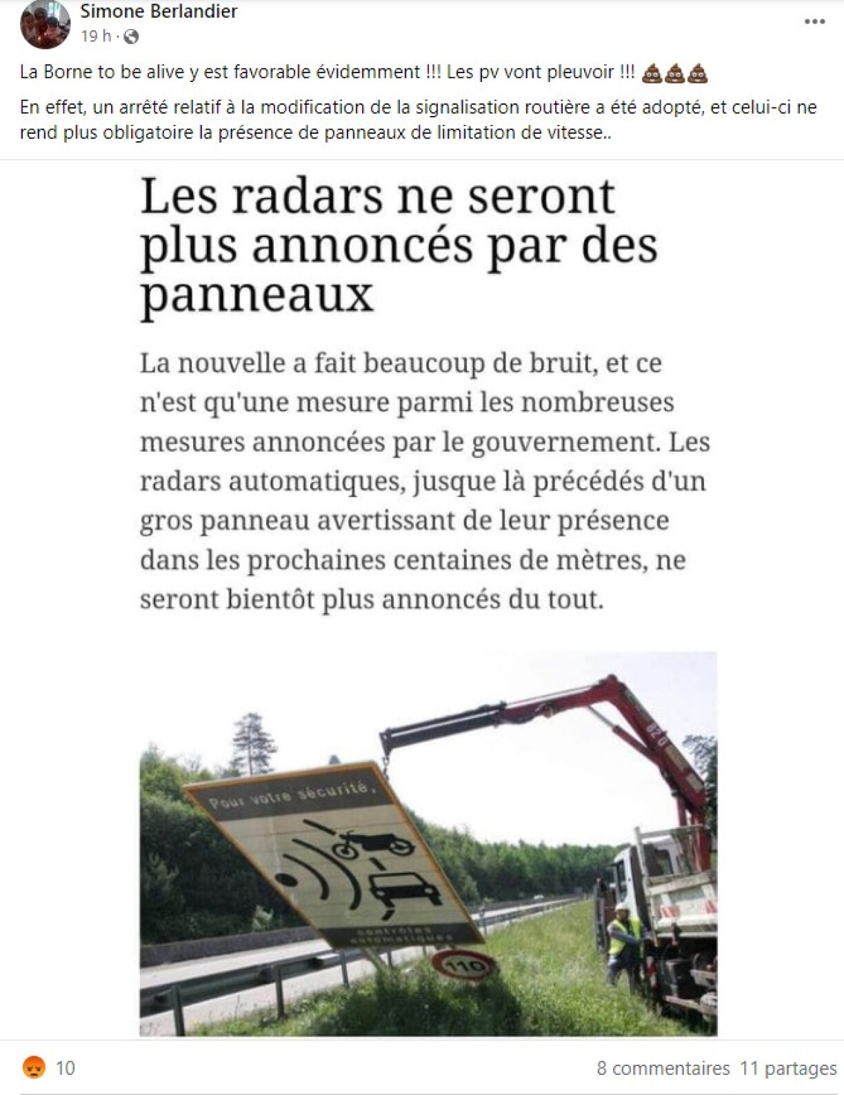 Capture d'écran réalisée sur Facebook le 24 mai 2022.