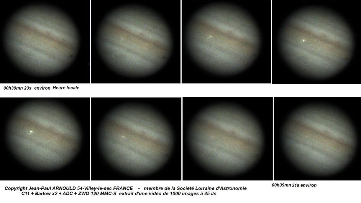 Instantanés de l'impact du 13 septembre 2021 22h39 TU réalisé par Jean-Paul Arnould à Villey-le-Sec
