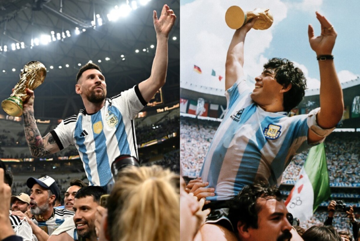 Photomontage de Lionel Messi et Diego Maradona, sacrés champions du monde avec l'Argentine à 36 ans d'intervalle