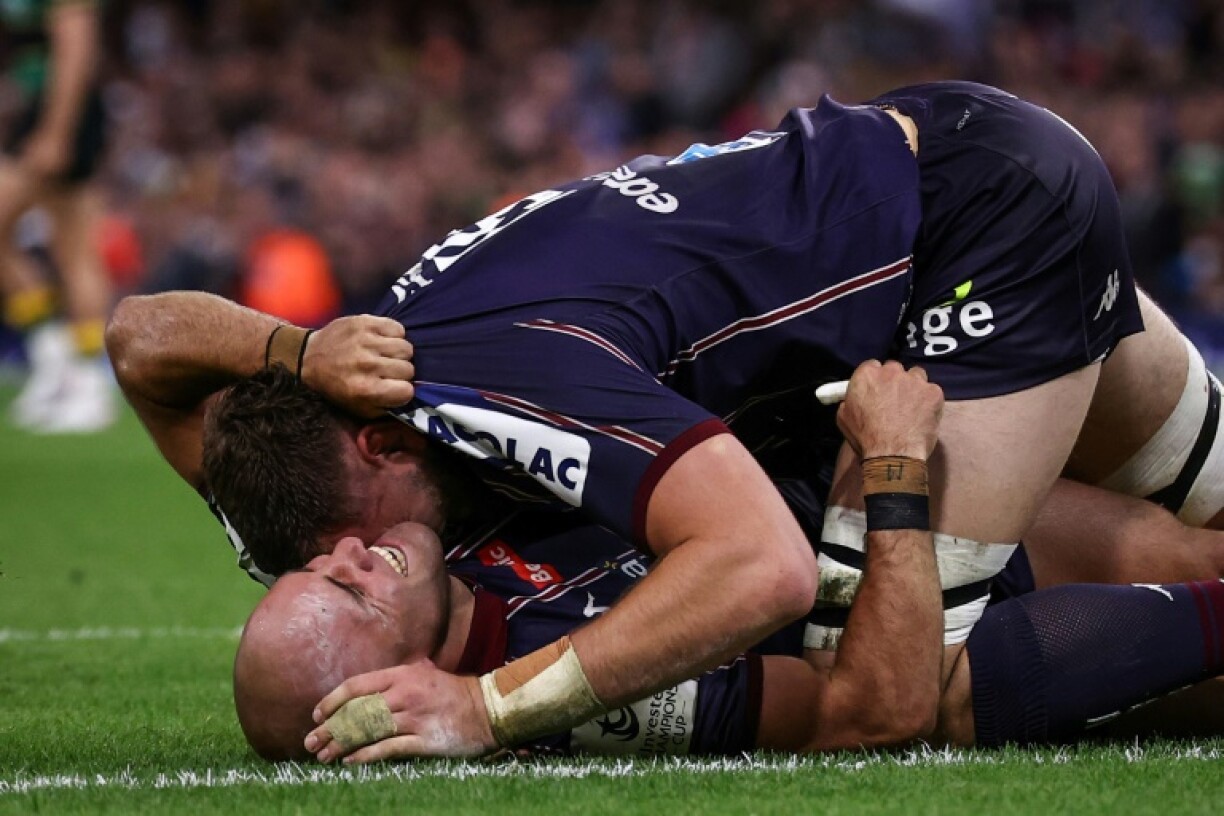 Maxime Lucu celebrates the victory in the Champions Cup